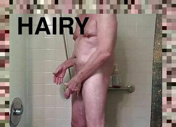 Stroking in the shower of Hairyartist Will