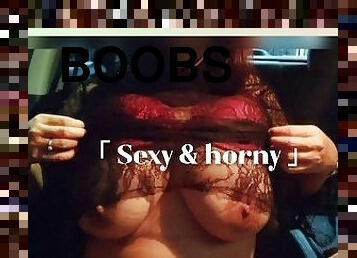 I masturbation get wet pussy, let fuck me with big boobs girl on uber car - viza showgirl