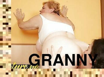 BBW Granny Gets Her Fat Ass Eaten By a 19 Year Old Girl