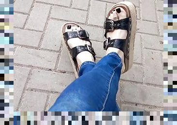 Platform sandals - public crossdressing