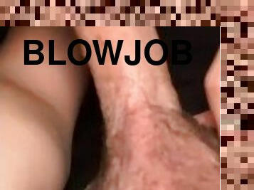 Strocking my dick in blowjob perspective