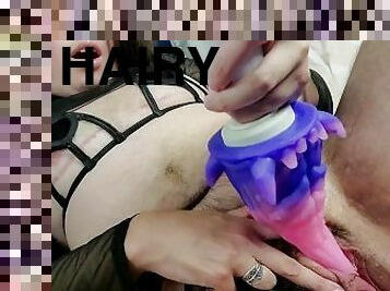 Monster tongue licks Hairy FTM Pussy and Squirt