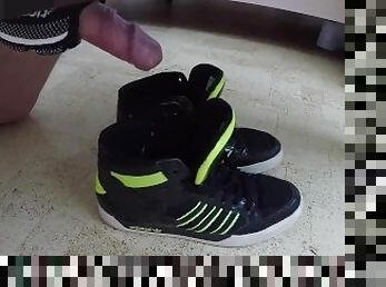 Gloves jerk off in Adidas Hardcourt