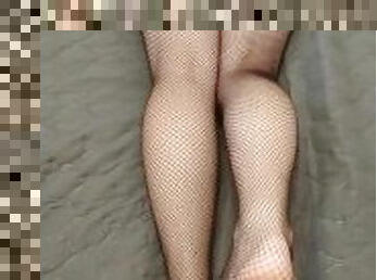 Fishnet pantyhose feet soles