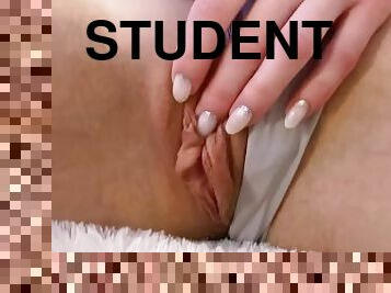 klitoris, masturbavimasis, orgazmas, putytė, studentas, ištvirkę, solo, šlapias
