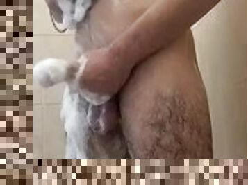 Dirty Daddy Jerks Off in Shower