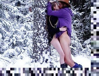 Sex in the winter forest while the snow is falling