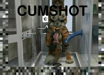 Futa tiger playing dildo in restroom HD by h0rs3