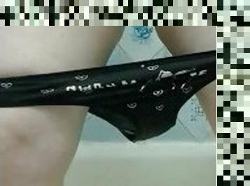 I pee in new panties with seals, touch myself, get pleasure from wet panties.