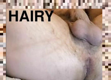 Muscle bear shows off hairy asshole while edging!