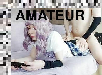 Fucked a cute girl during she gaming