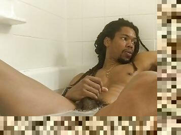Dreadlock Black Man Masturbation in bubble bath