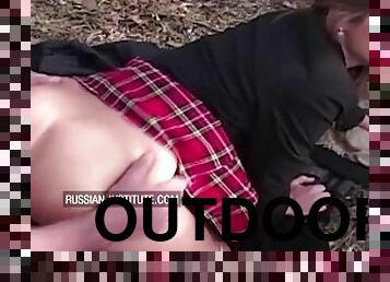 Outdoor anal sex with gorgeous teen