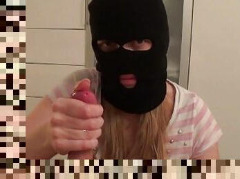 Balaclava masked handjob