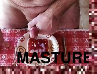 papa, masturbation, pisser, ejaculation-sur-le-corps, énorme-bite, gay, ejaculation, sperme, fétiche, solo