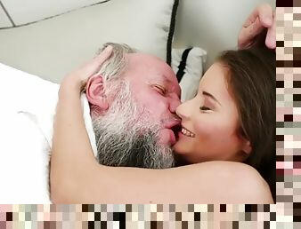 Anita bellini cuddles with old fart and gets fucked in the morning