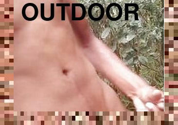 Risky outdoor public nudity