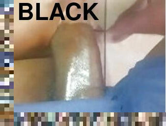 Oily Black dick masturbation