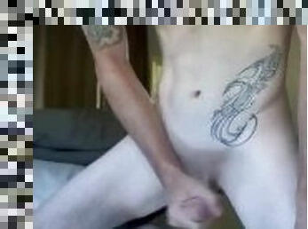 Jerking off on a mirror with a massive cumshot