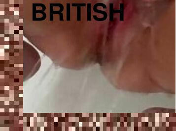 British slut wife cumming in the shower