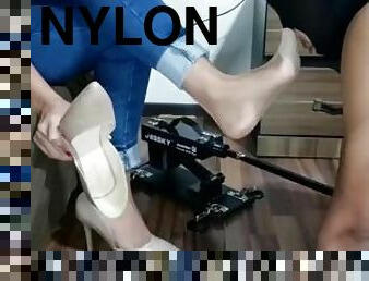 énorme, collants, ejaculation-sur-le-corps, esclave, pieds, fétiche, en-nylon