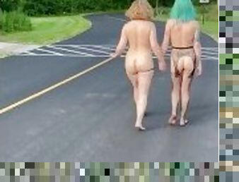 Friends caught walking nude in public