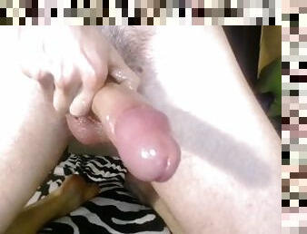 The guy makes a macro shot of his wet cock