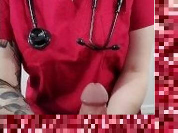 gloved nurse does prostate massage on patient until orgasm