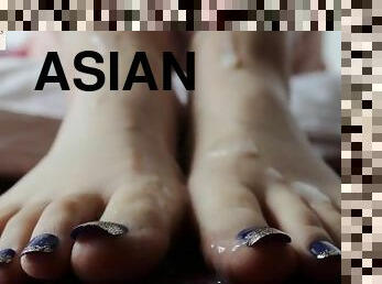 SAKURAsFEET - Cumshot on blue toenails