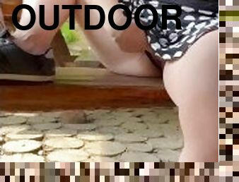 Pissing in outdoor restaurant