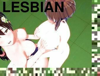 Two lesbians masturbate each other in the cleaning room 3D