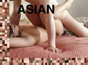 asiático, orgasmo, amateur, mamada, juguete, sadomasoquismo, pareja, atada, pequeñita, bondage