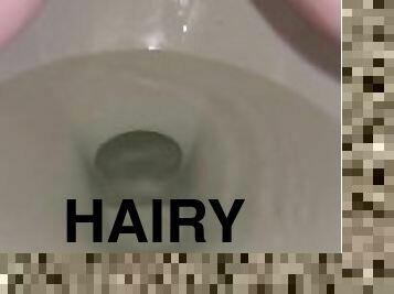 Hairy pussy and clear piss