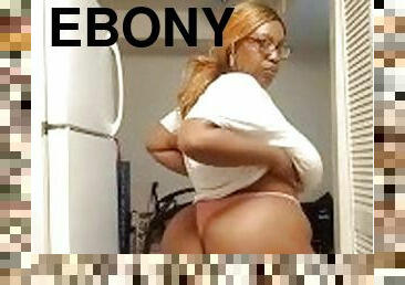 Ebony Bbw In Orange Thong