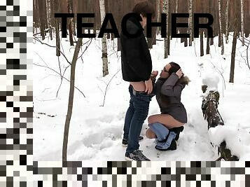 Cute Bitch Fantasizes About Teacher And Sex With Him In The Forest