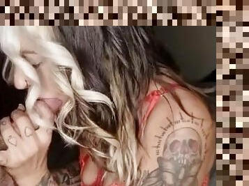 Amateur slutty tattoo Girl gives blowjob too big for her mouth
