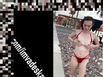 Slut Flashing her perky boobs in palm springs headed too lake havasu