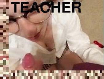 School girl takes teachers cum shot to the face