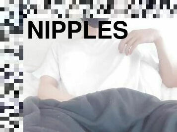 ???????????????????Frontal masturbation while playing with nipples of a man with a big dick