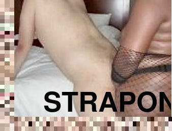 My boyfriend sucks my cock and I have sex with him with a strapon again