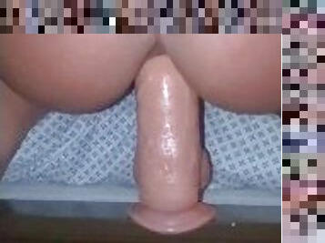 Bbw riding a fat dildo