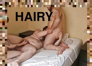 Three Hairy Bears Fucking Bareback