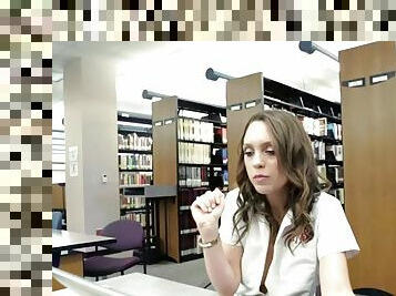 Kinky college girl jade nile got caught playing with herself in library
