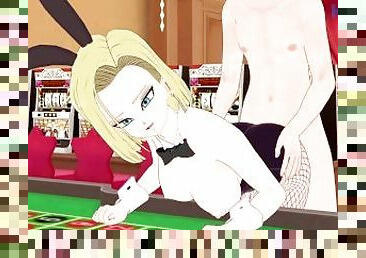 Android 18 and I have intense sex in the casino. - Dragon Ball Hentai