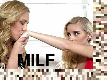 MILF lesbo seduces teen in marvelous sex video