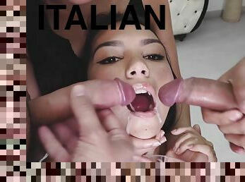 Two Italian Bitches Getting Facials After Group Sex