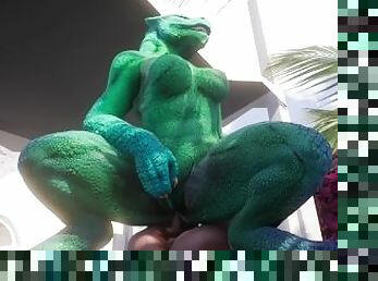 Yiff Lizard Enjoys Human Cock  Furry/Yiff 3D POV Hentai