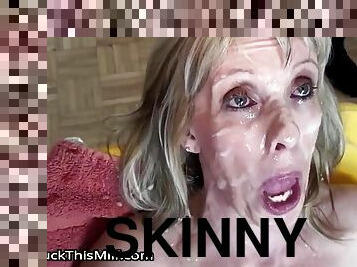 Skinny GILF bukkake crazy sex orgy