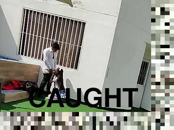 Young School Boys Have Sex On The School Terrace And Are Caught On A Security