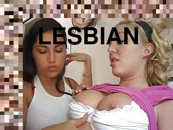 Blonde lesbian licks her friends cunt